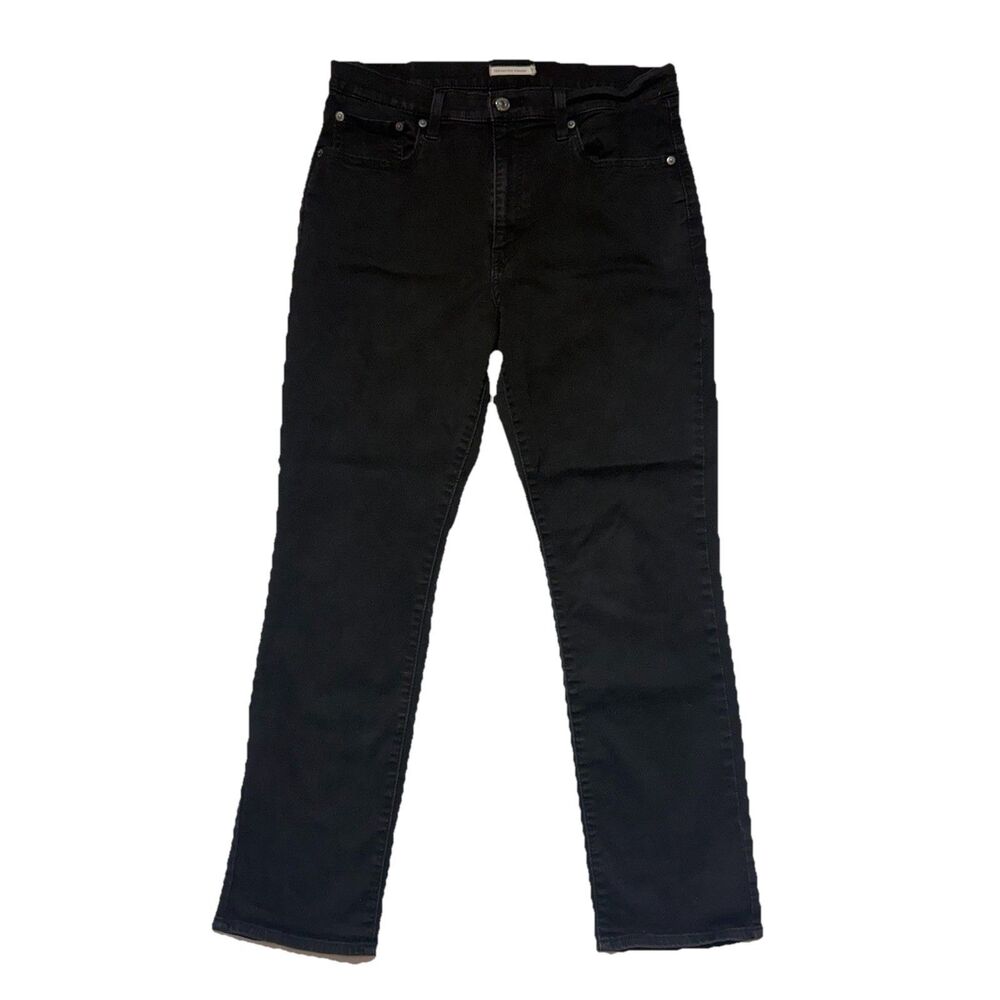 Levis 724 High Rise Straight Womens Jeans Size 33 Black Denim Stretch